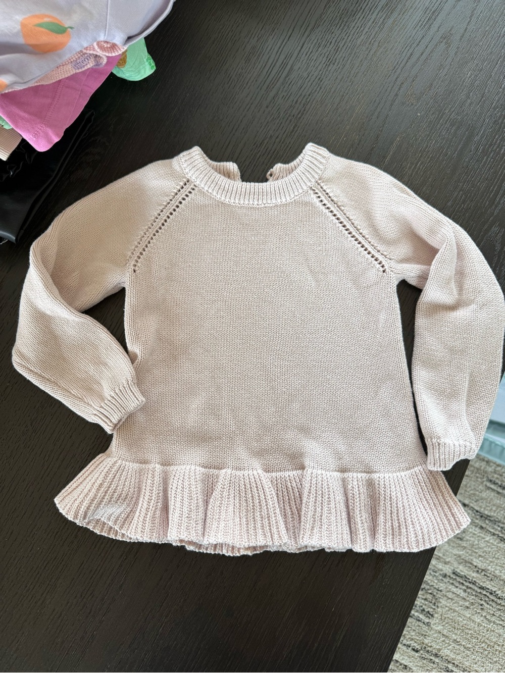 Jamie Kay Light Pink Ruffle Hem Knit Sweater